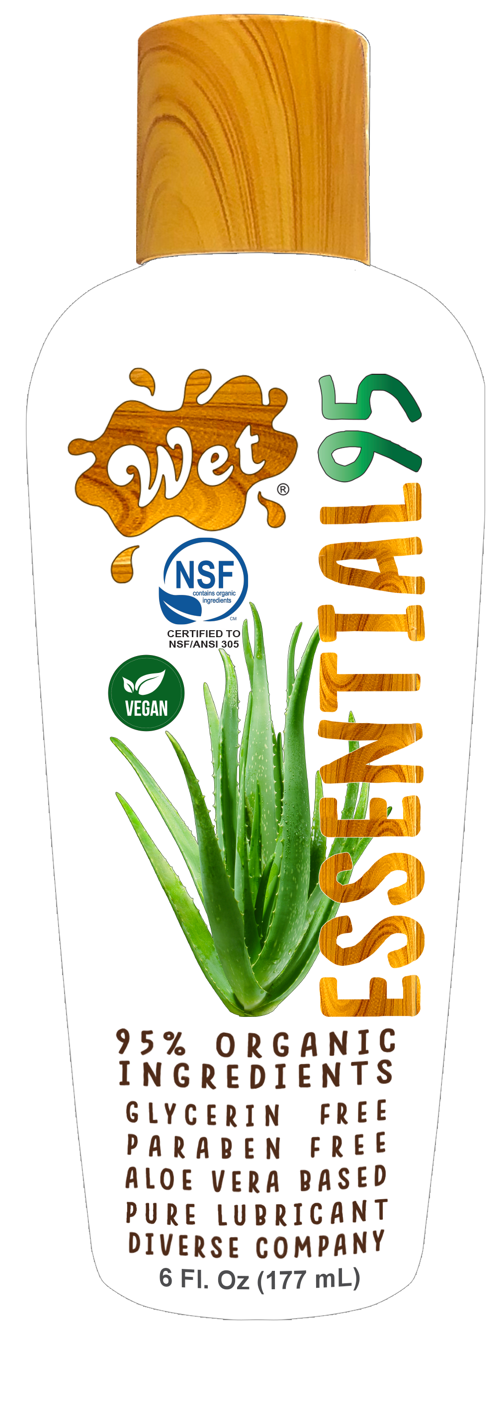 Wet® Essential95™ Certified 95% Organic Aloe Based Lubricant 6 Fl. Oz./177mL
