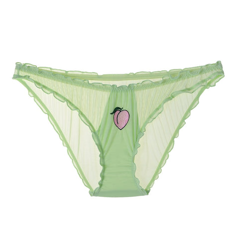 Women Lace Temptation Low-waist Panties Fruit Ins Embroidery Transparent Briefs Seamless Sweet Underwear