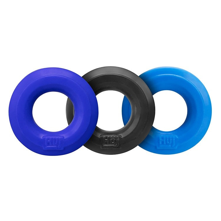 Hunkyjunk HUJ3 c-ring 3-pack,  COBALT MULTI - Tar/Cobalt/Aqua