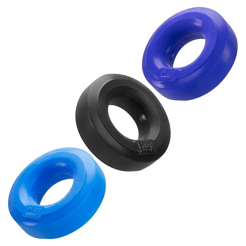 Hunkyjunk HUJ3 c-ring 3-pack,  COBALT MULTI - Tar/Cobalt/Aqua