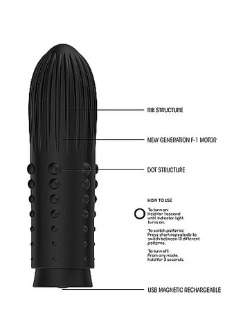 Shots Toys Elegance Lush Turbo Rechargeable Bullet Vibrator Black