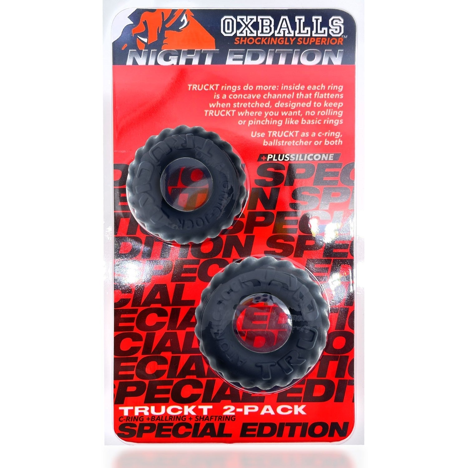 Oxballs TRUCKT, 2-piece cockring - PLUS+SILICONE special edition - NIGHT